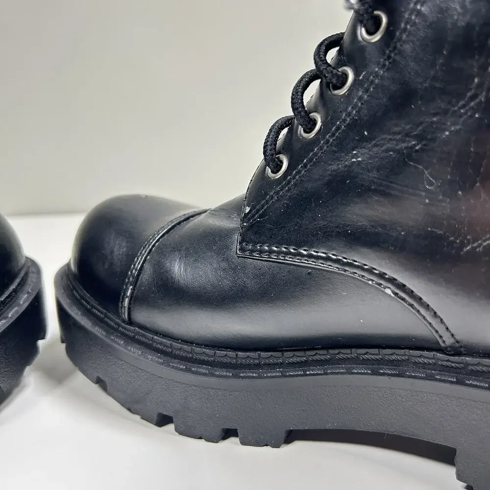 Mudd Patrol Combat Boots Womens 7.5M Black Cargo Pocket Goth Punk Y2K Grunge